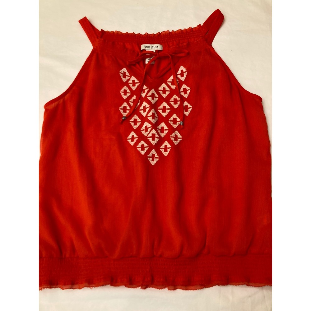 White House‎ Black Market Orange Sleeveless Top Embroidered Blouse - Picture 4 of 10